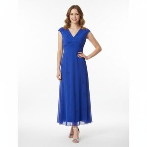 JONES NEW YORK Womens 100% Silk Maxi Dress Embellished Size 12 Blue